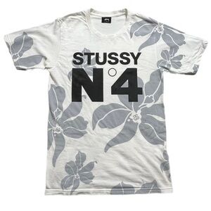 Stussy No. 4 Flowers White T Shirt Men's SMALL